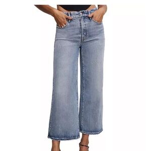 Good American Good Waist Cropped Palazzo Jeans Indigo Size 22 NWT